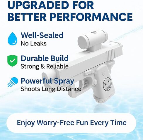مسدس مياه مزحة، لعبة رش عكسية تتناثر مرة أخرى على الحامل، مسدس رش مضحك للمراهقين والعائلة، لعبة نكتة لحفلات الصيف (أبيض) in Kuwait