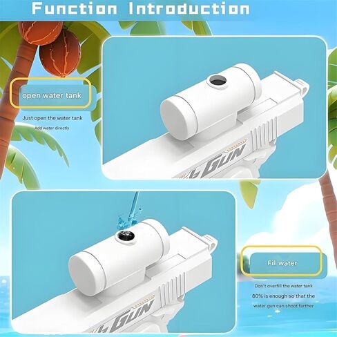 مسدس مياه مزحة، لعبة رش عكسية تتناثر مرة أخرى على الحامل، مسدس رش مضحك للمراهقين والعائلة، لعبة نكتة لحفلات الصيف (أبيض) in Kuwait