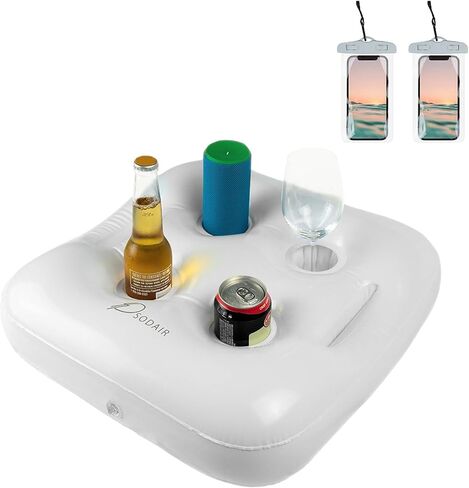 Inflatable Floating Drink Holder with 2 Waterproof Phone Pouch for Hot Tub, Pool Party and Beach in Saudi Arabia