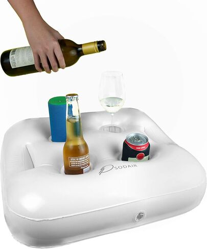 Inflatable Floating Drink Holder with 2 Waterproof Phone Pouch for Hot Tub, Pool Party and Beach in Saudi Arabia