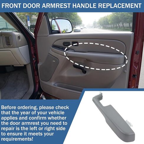 Qagea Front Door Armrest Handle Replacement Compatible with 1999-2006 Chevy Suburban/Tahoe, GMC Yukon/Avalanche, Cadillac Escalade, Replaces 12472876 (Right Passenger Side, Dark Gray) in Saudi Arabia