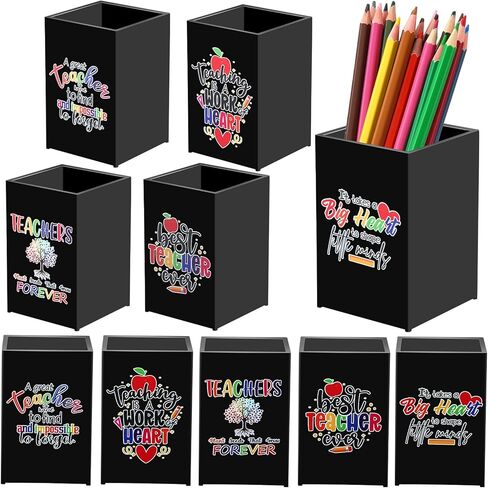 Cholemy 10 Pack Teacher Appreciation Gifts Bulk Pencil Holders Acrylic Pen Holder Desk Organizer Pencil Cup Containers for School Office Home Supplies Christmas Teacher Gifts(Clear) in Saudi Arabia