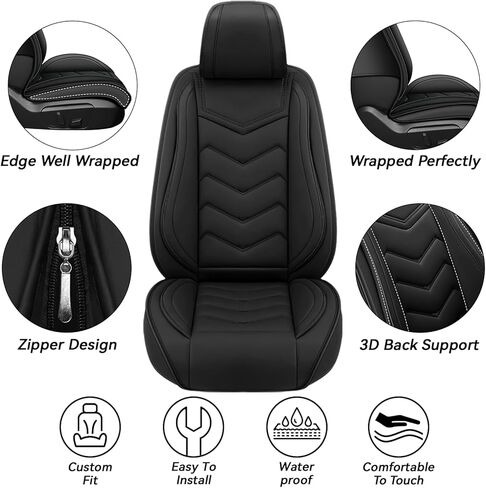 Car Seat Covers for RAM ProMaster 2500 2014-2025, Waterproof Nappa Leather Seat Cover, Anti-Slip Car Seat Covers, Airbag Compatible, Seat Covers Front Sets.(2 Seats/Pure Black) in Saudi Arabia