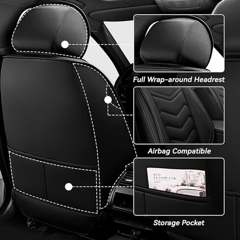Car Seat Covers for RAM ProMaster 2500 2014-2025, Waterproof Nappa Leather Seat Cover, Anti-Slip Car Seat Covers, Airbag Compatible, Seat Covers Front Sets.(2 Seats/Pure Black) in Saudi Arabia
