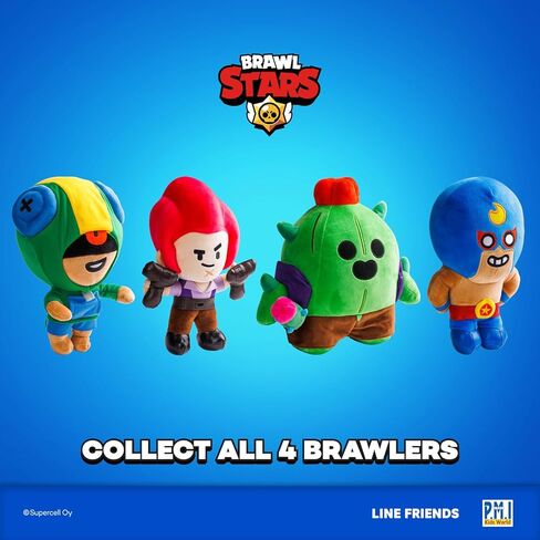 P.M.I. Brawl Stars Plush | 8-Inch Soft & Huggable Stuffed Toy | Collectible Plushie of Leon, El Primo, Colt, or Spike Mystery Pack at Random | Official Licensed Brawler Plush for Fans & Kids in Saudi Arabia