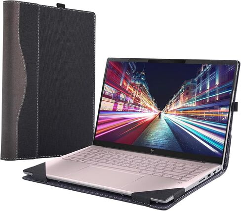 غطاء حقيبة كمبيوتر محمول لجهاز HP Pavilion Plus Laptop 14-ey/14z-ey 14-ew/14t-ew، حقيبة جلدية قابلة للفصل 2 في 1 PU مقاس 14 بوصة (رمادي داكن) in Saudi Arabia