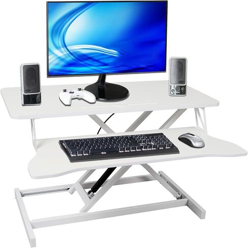 Standing Desk Converter, Height Adjustable Sit to Stand Riser, Dual Monitor and Laptop Workstation with Wide Keyboard Tray, Desk Lifter for Home Office in Saudi Arabia
