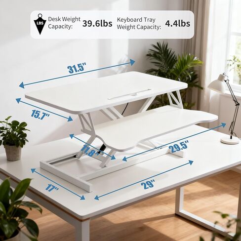 Standing Desk Converter, Height Adjustable Sit to Stand Riser, Dual Monitor and Laptop Workstation with Wide Keyboard Tray, Desk Lifter for Home Office in Saudi Arabia