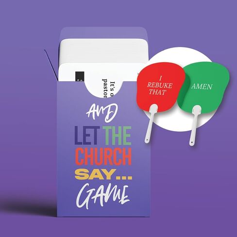 Upgrade 1 Game + 2 Fans- Amen & I Rebuke That Fan + Faith Conversation Game Combo - Double-Sided Church Fan - Christian Card Game for Groups - Bible Study, Family Night & Ministry Gatherings in Saudi Arabia