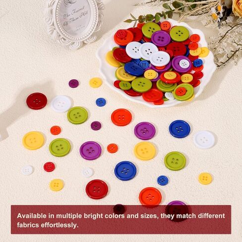 PATIKIL 50Pcs 20L 4-Hole Resin Sewing Buttons for Crafts, 12.5mm 1/2" Round Clothing Fastener Round Resin Buttons for DIY Sewing Clothes Fabric Pants Dress Skirt Crafts Replacement, Yellow in Kuwait