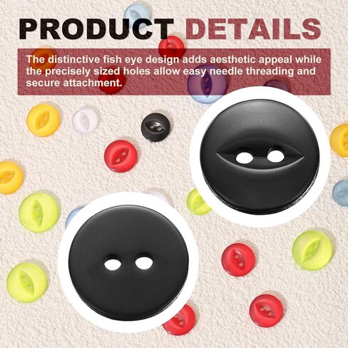 PATIKIL 50Pcs 24L Round Sewing Buttons, 15mm 3/5" 2-Hole Resin Fish Eye Buttons Round Clothing Fastener for Sewing Clothes Fabric Pants Dress Skirt Crafts Replacement, Sky Blue in Saudi Arabia