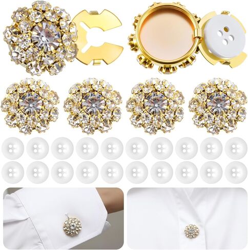 Button Covers, Button Covers for Women Blouses Rhinestone Buttons Buttons Cover for Women 6 Pack Sewing DIY Embellishments Craft Supplies Shiny Decoration for Clothing(Gold) in Saudi Arabia