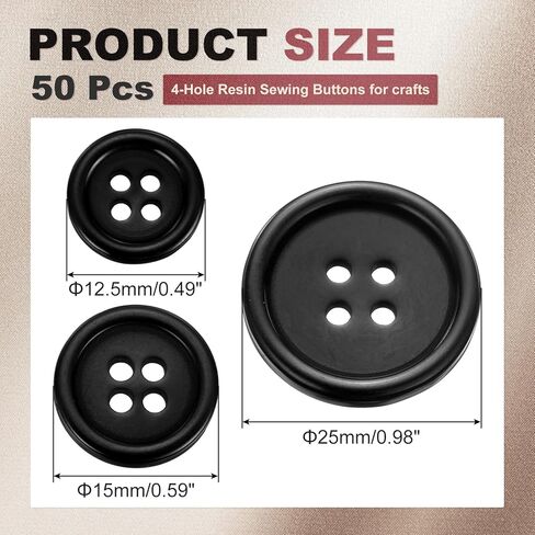 PATIKIL 50Pcs 20L 4-Hole Resin Sewing Buttons for Crafts, 12.5mm 1/2" Round Clothing Fastener Round Resin Buttons for DIY Sewing Clothes Fabric Pants Dress Skirt Crafts Replacement, Yellow in Kuwait