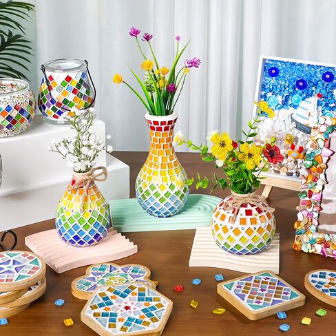 Joyclub DIY فسيفساء زهرية عدة مجموعات الفسيفساء للبالغين الإبداع الفنون اليدوية والحرف مجموعات بلاط الفسيفساء صنع المشاريع لوازم عيد الميلاد هدايا عيد ميلاد ديكور غرفة المنزل in Kuwait