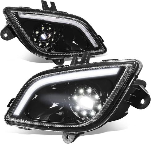 مصابيح LED ثلاثية الأبعاد LED كاملة من Auto Dynasty جهاز عرض DRL للمصد الأمامي للقيادة مصابيح الضباب المتوافقة مع Freightliner Cascadia 2018-2024، جانب السائق والراكب، غطاء أسود in Kuwait