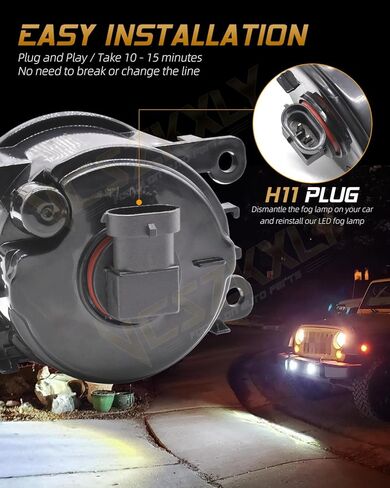 Compatible for 2014 Kia Soul Fog Lights Assembly Base Hatchback 4-door 1.6L, Clear LED Bumper Fog Lights Front Lamps Left+Right, Plug n Play, 6000K Cool White, Pack of 2 in Saudi Arabia