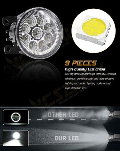 Compatible for 2014 Kia Soul Fog Lights Assembly Base Hatchback 4-door 1.6L, Clear LED Bumper Fog Lights Front Lamps Left+Right, Plug n Play, 6000K Cool White, Pack of 2 in Saudi Arabia