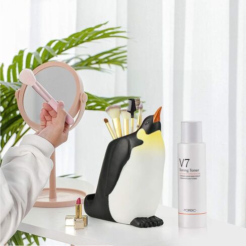 Penguin Pen Pencil Holder with Phone Stand, Resin Penguin Shaped Pen Container Cell Phone Stand Carving Brush Scissor Holder Desk Organizer Decoration for Office Desk Home Decorative in Saudi Arabia