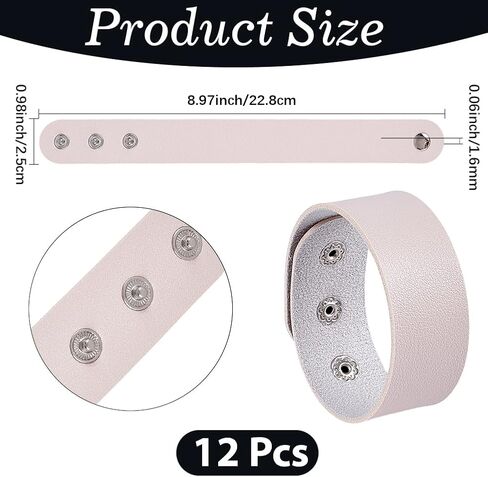 12PCS 8.98 x 0.98 Inch PU Leather Bracelet Blanks Adjustable Plain Wristband Bulk Snap Cuff Bracelets Wrist Cuffs DIY Craft Wristbands for Men Women Stamping Engraving Jewelry Making(Black) in Saudi Arabia