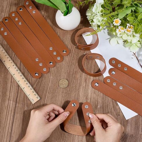 12PCS 8.98 x 0.98 Inch PU Leather Bracelet Blanks Adjustable Plain Wristband Bulk Snap Cuff Bracelets Wrist Cuffs DIY Craft Wristbands for Men Women Stamping Engraving Jewelry Making(Black) in Saudi Arabia