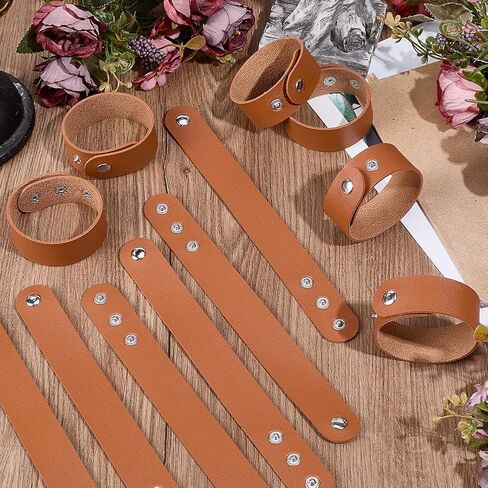 12PCS 8.98 x 0.98 Inch PU Leather Bracelet Blanks Adjustable Plain Wristband Bulk Snap Cuff Bracelets Wrist Cuffs DIY Craft Wristbands for Men Women Stamping Engraving Jewelry Making(Black) in Saudi Arabia