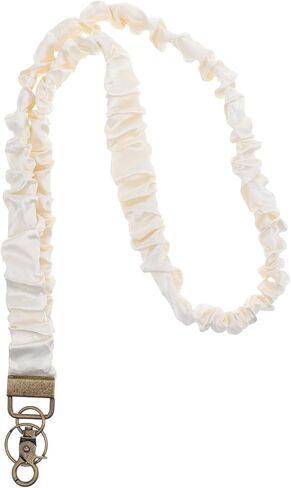 Stretchy Scrunchie Lanyard for ID Badges Keys, Stretchy Lanyard Soft Elastic Keychain Retractable Teacher Neck Lanyards with Secure Clip for Women Nurse Doctor (Beige) in Saudi Arabia