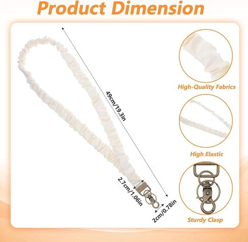 Stretchy Scrunchie Lanyard for ID Badges Keys, Stretchy Lanyard Soft Elastic Keychain Retractable Teacher Neck Lanyards with Secure Clip for Women Nurse Doctor (Beige) in Saudi Arabia