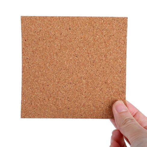 Xindojuz 16 PCS Cork Backing for Coasters, Self-Adhesive Cork Sheet Bulk, Mini Wall Board Corks on Tiles Bottom for Thin Drink Coasters Cup Mats DIY Crafts Making Decorations (4x4 Inches) in Saudi Arabia