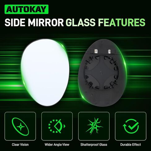 AUTOKAY Left Driver Side Mirror Glass Fits for Mini Cooper 2007-2015, Left Side Heated Rearview Mirror Glass Convex Glass Replaces 51169803193 51162755625 in Saudi Arabia