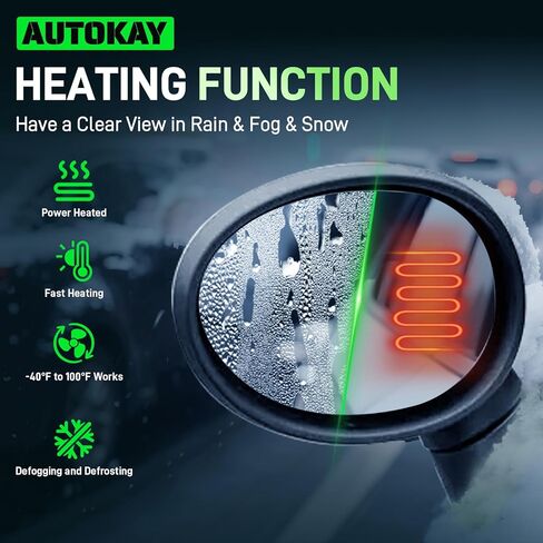AUTOKAY Left Driver Side Mirror Glass Fits for Mini Cooper 2007-2015, Left Side Heated Rearview Mirror Glass Convex Glass Replaces 51169803193 51162755625 in Saudi Arabia