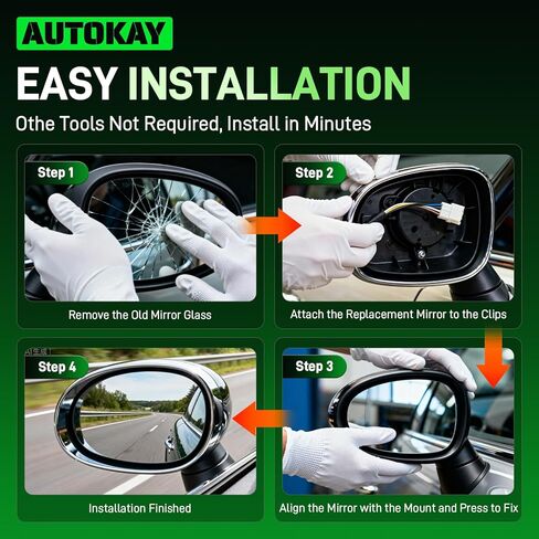 AUTOKAY Left Driver Side Mirror Glass Fits for Mini Cooper 2007-2015, Left Side Heated Rearview Mirror Glass Convex Glass Replaces 51169803193 51162755625 in Saudi Arabia