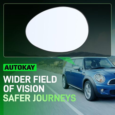 AUTOKAY Left Driver Side Mirror Glass Fits for Mini Cooper 2007-2015, Left Side Heated Rearview Mirror Glass Convex Glass Replaces 51169803193 51162755625 in Saudi Arabia