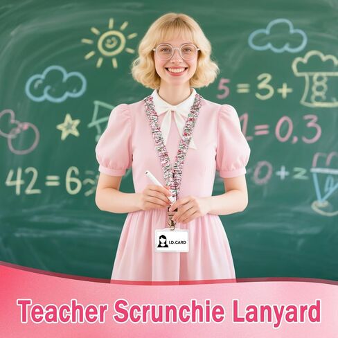 اسهم Scrunchie Lanyard للمعلمين لشارات الهوية ومفاتيح اسهم قابلة للتمدد للمعلمين مع مشبك قابل للسحب in Kuwait