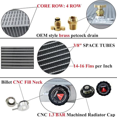 CU49FH جميع مشعاعات الألومنيوم المتوافقة مع 1949 1950 1951 1952 1953 Ford Car Flathead Configuration V8 Engine MT Manual، 4 صف مشعات التبريد الأساسية in Saudi Arabia
