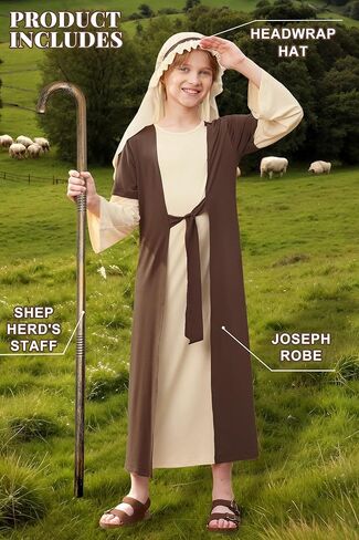 BesserBay Boys 3 Pcs Classic Joseph Outfit With Shepherd Staff 4-14 Years in Saudi Arabia