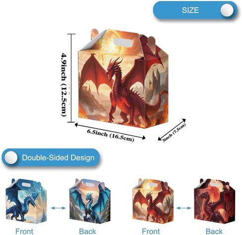 16 Pcs Dragon Party Favor Boxes - Dragon Party Gift Paper Boxes, Dragon Themed Decorations for Birthday Presents Decorations Supplies in Saudi Arabia