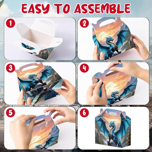 16 Pcs Dragon Party Favor Boxes - Dragon Party Gift Paper Boxes, Dragon Themed Decorations for Birthday Presents Decorations Supplies in Saudi Arabia