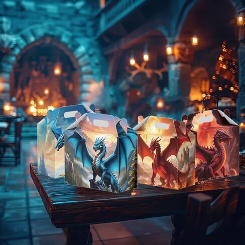 16 Pcs Dragon Party Favor Boxes - Dragon Party Gift Paper Boxes, Dragon Themed Decorations for Birthday Presents Decorations Supplies in Saudi Arabia