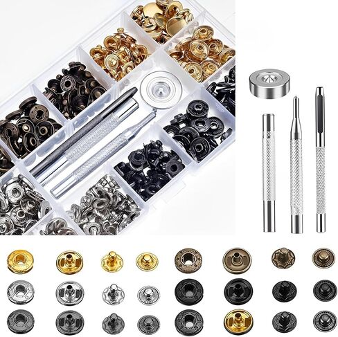 120 Sets Metal Snap Buttons, 12.5mm Press Studs Kit, 4 Setting Tools & 4 Colors, Heavy Duty Leather Snaps for Jackets, Jeans, Bags, Bracelets, DIY Crafts in Saudi Arabia