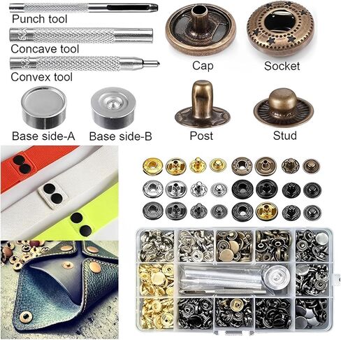 120 Sets Metal Snap Buttons, 12.5mm Press Studs Kit, 4 Setting Tools & 4 Colors, Heavy Duty Leather Snaps for Jackets, Jeans, Bags, Bracelets, DIY Crafts in Saudi Arabia