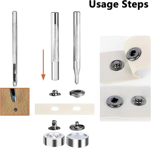 120 Sets Metal Snap Buttons, 12.5mm Press Studs Kit, 4 Setting Tools & 4 Colors, Heavy Duty Leather Snaps for Jackets, Jeans, Bags, Bracelets, DIY Crafts in Saudi Arabia