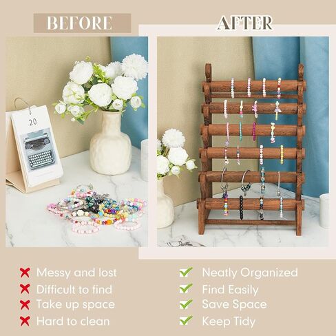 Marsui Wooden Bracelet Stand and Display 6 Tier Bracelet Holder Bracelet Organizer Bracelet Displays for Selling Bracelet Stand for Jewelry Bangle Watch Store Showcase Home Storage Display in Kuwait