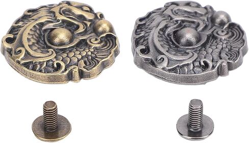 2 Set Dragon Pattern Metal Buttons, Zinc Alloy Vintage Clothing Buttons Decoration, 24MM for Leather Crafts for Repairs Decorations for Bracelets Hats Belts Shoes in Saudi Arabia