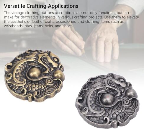 2 Set Dragon Pattern Metal Buttons, Zinc Alloy Vintage Clothing Buttons Decoration, 24MM for Leather Crafts for Repairs Decorations for Bracelets Hats Belts Shoes in Saudi Arabia