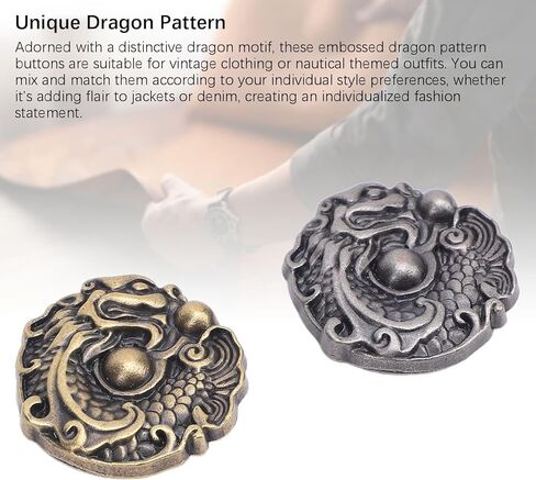 2 Set Dragon Pattern Metal Buttons, Zinc Alloy Vintage Clothing Buttons Decoration, 24MM for Leather Crafts for Repairs Decorations for Bracelets Hats Belts Shoes in Saudi Arabia