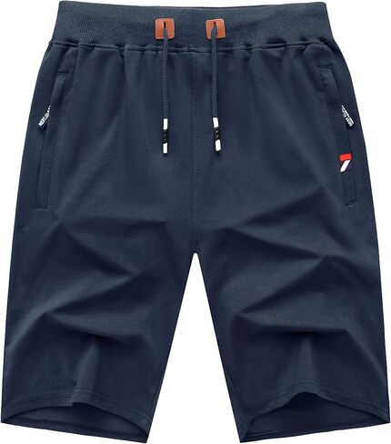 GEEK LIGHTING Men's 2 Pack Shorts Casual Comfortable Workout Shorts Drawstring Zipper Pockets Elastic Waist in Kuwait