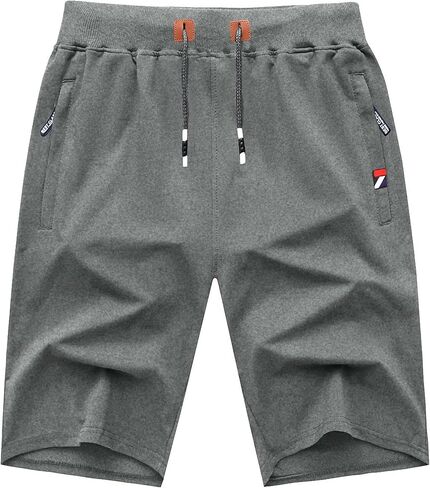 GEEK LIGHTING Men's 2 Pack Shorts Casual Comfortable Workout Shorts Drawstring Zipper Pockets Elastic Waist in Kuwait