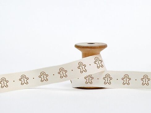 Gingerbread Man Ribbon - 5/8" (15 mm), 10 Yards (9 m) Cotton Christmas Tape for Wrapping, New Year Gifts, Cookies, Holiday Favors in Saudi Arabia