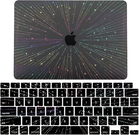 IVY Case for MacBook Pro 13 inch with Thunderbolt M1 M2 2016-2022 Models A2338 A2289 A2251 A2159 A1706 A1708 A1989 Laptop Hard Shell Cases [Flash Black Clear][Keyboard Cover] - LT11 in Saudi Arabia