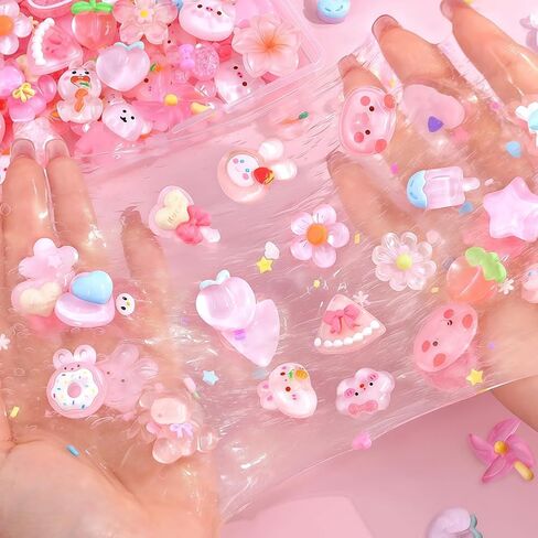60pcs Slime Charms Cute Set, Bulk Resin Charms Set Flatback Ornament for Phone Junk Cases,Hairpins Scrapbooking Crafting & DIY Decoration in Saudi Arabia